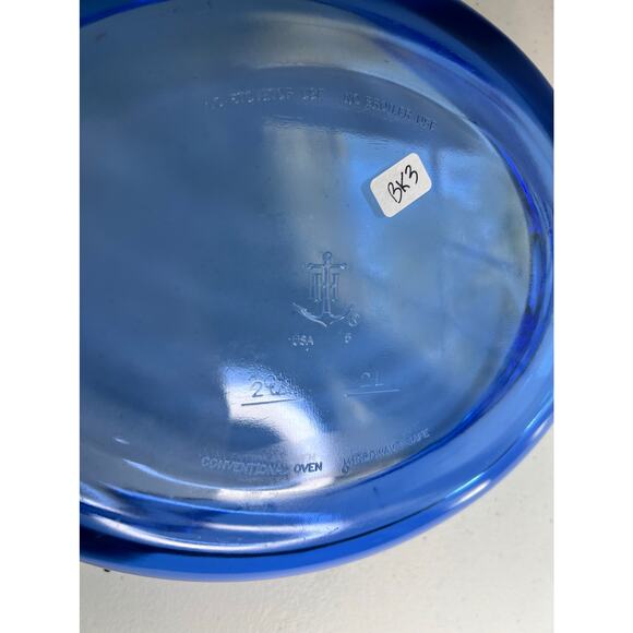 Vintage Anchor Hocking Cobalt Blue 14" x 8 1/2" x 2 1/2" Casserole/Baking dish - Picture 3 of 4
